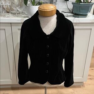 Milly of New York Elegant Black Velvet Women's Jacket with round collar